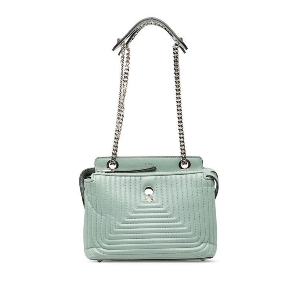 Fendi Leather Dotcom Click Chain Shoulder Bag Light Blue